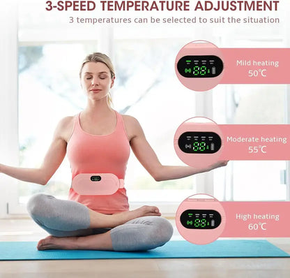🌸 Instant Period Cramps Relief Pad – Wearable Heat & Massage Therapy Belt