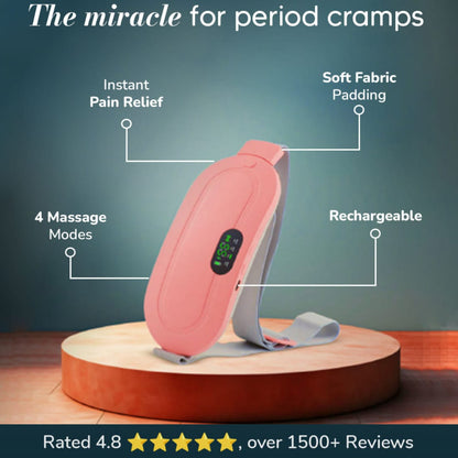 🌸 Instant Period Cramps Relief Pad – Wearable Heat & Massage Therapy Belt